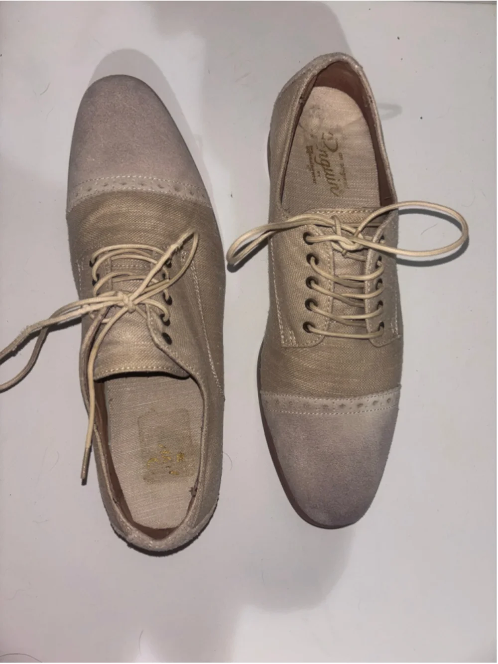 Original Penguin Suede & Canvas Oxford Neutral Chic Dress Shoes Mens 9.5